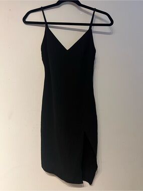 Blue Blush Black V-Neck Spaghetti Strap Mini Dress